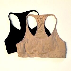 Pact Organic Cotton Racerback Sports Bras - Set of 2 - Black & Nude - Size M